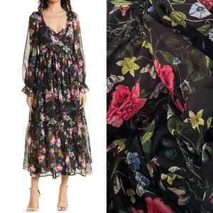 BYTIMO Floral Wrap Bodice by timo  Chiffon Dress sz  l large or XS x-small